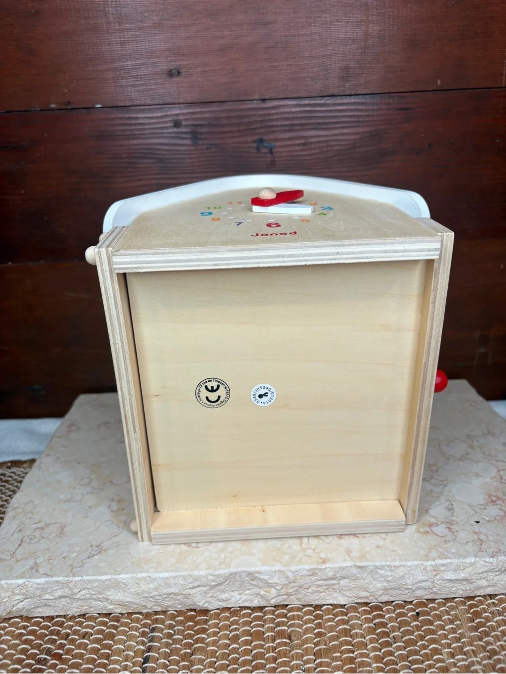 Janod Wood Sorting Shapes Barn House Clock Learning Toy
